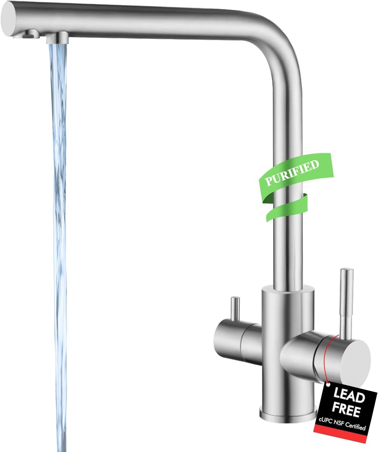 Drinking Water Faucet for Kitchen Sink, PAINI Kitchen Faucet and Water Filter Faucet Combo Brushed Nickel (Without Filtration Device)