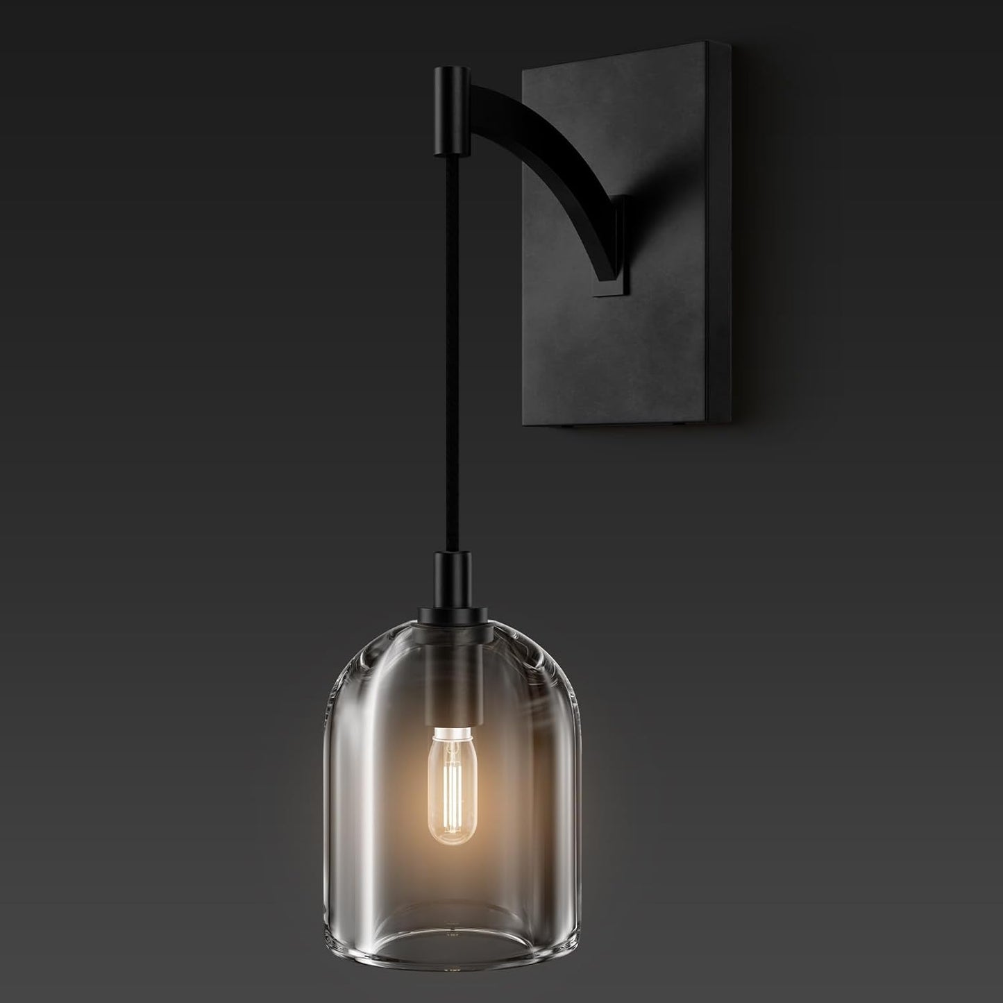 Black Crystal Wall Sconce, Modern Hemisphere Wall Sconce Bathroom, Elegant Wall Sconce Wall Lighting, Black Wall Sconce Light-Luxury Black Vanity