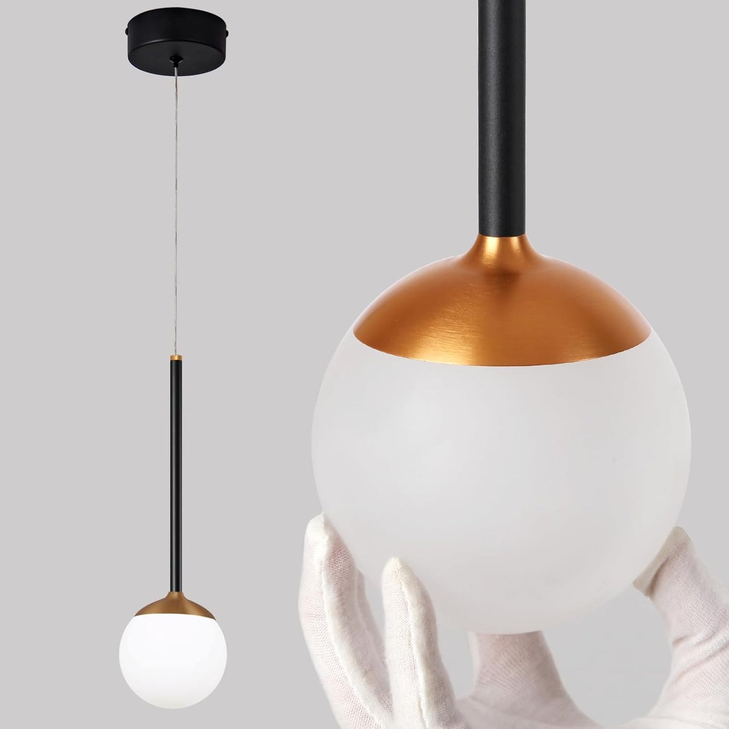 2-Light Modern Teardrop, Rose Gold Pendant Lights, Ball Ceiling Hanging Decor, LED