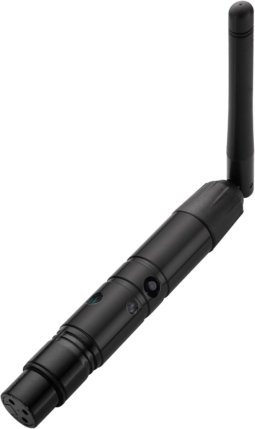 DMX512 Wireless Transmitter and Receivers Set, 2.4G Long Range, 1 Transmitter with 3 Receivers, for Stage Lighting Control (Black)