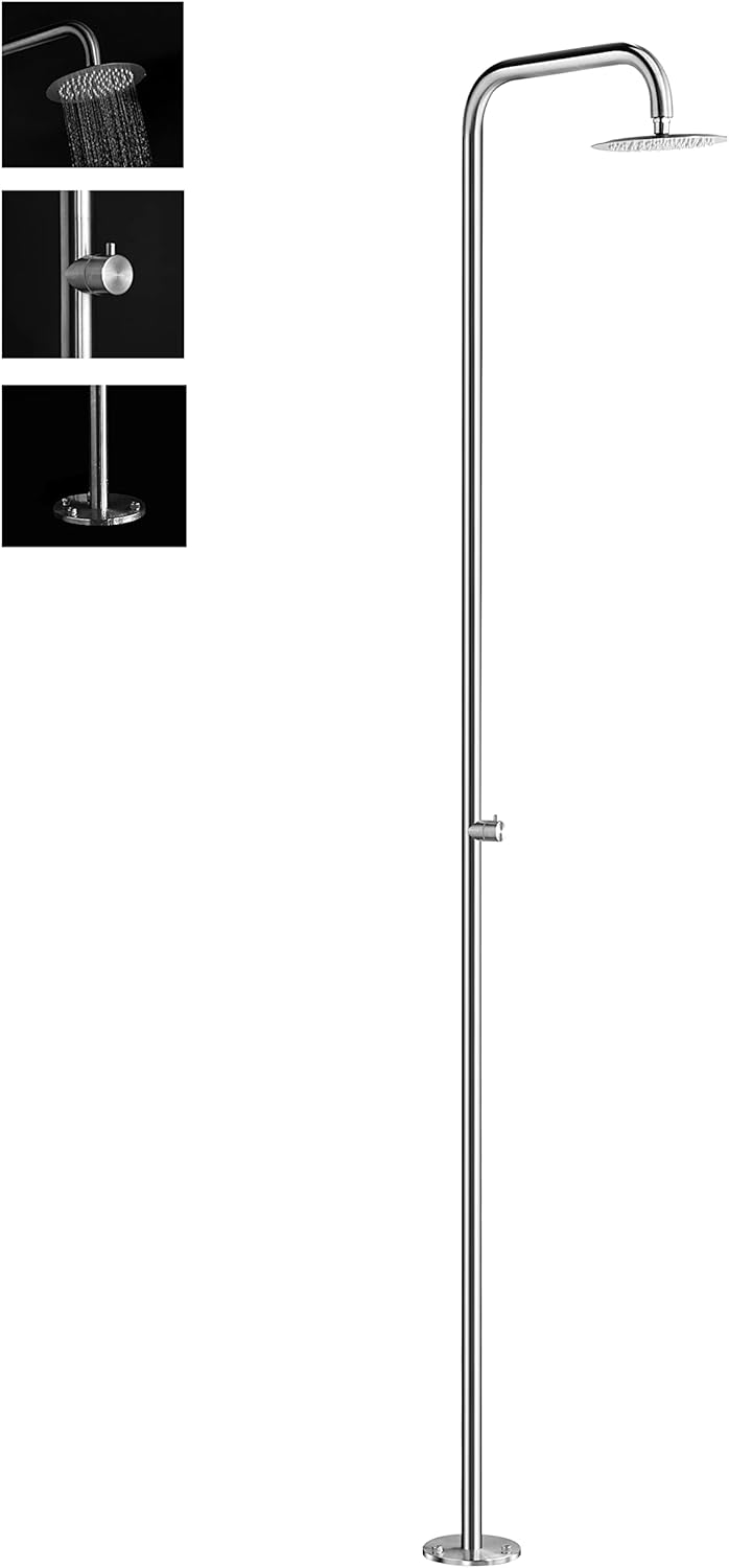 Wayime 87" Separable&Composable Free-Standing Brushed Stainless Steel 304 Rainfall Outdoor Shower