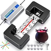 Mxmoonant 10 Head Ultrasonic Mist Maker with LED Lights, 9000ml/h Mister Fogger, w/400W Power Supply, Float, 10 Replacement Discs, for Halloween Cauldron, Plant Humidifier, Pond Decor