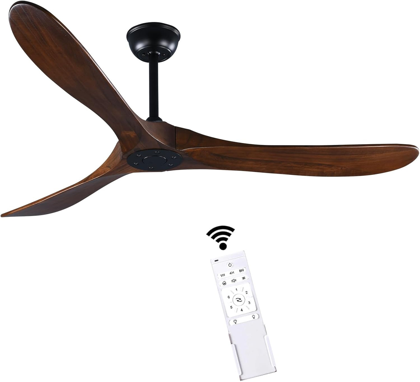 Fanawi 60" Farmhouse Ceiling Fan with Remote Control, Wood Ceiling Fan without Lights for Indoor/Outdoor - Modern Design, P