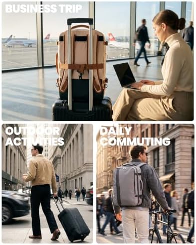 Fanwoli Rolling Vacuum Backpack Travel,One-Button Compression,TSA Carry-On | 54L Expandable | 2-In-1 Design | Built-In Electric Pump | Dual-Zipper TSA Lock | Waterproof | Fits 18” Laptop