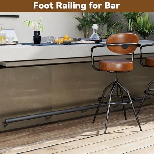 Bar Foot Rail Kit 4ft / 6ft / 8ft - Stainless Steel Complete Wall Mounted Bar Foot Rest - Matte Black Foot Rail System with Tubing, Wall Brackets, End Caps & Internal Connector