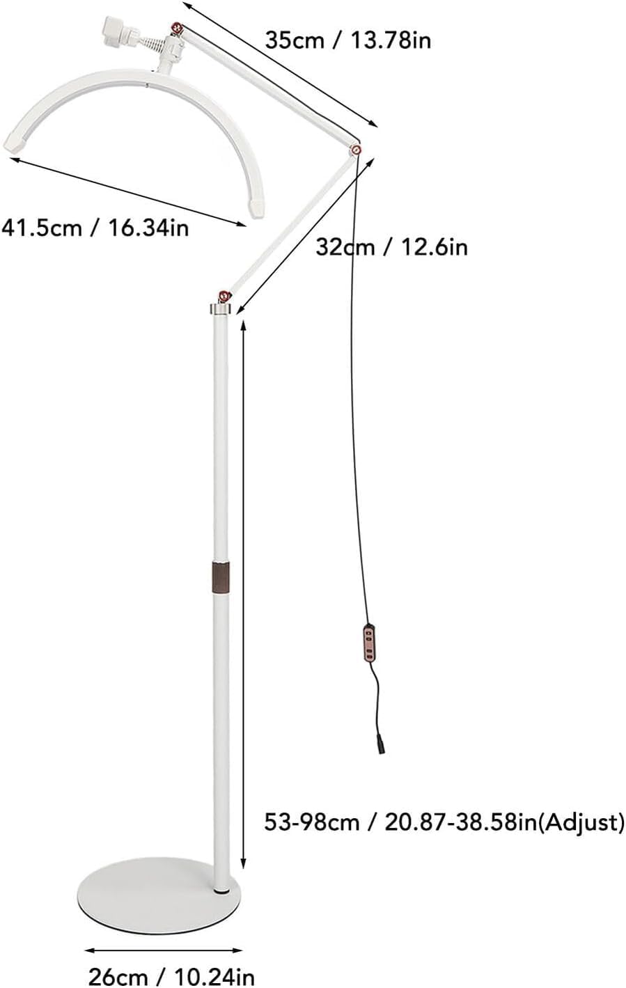 Eyelash LED Half Moon Lamp Floor Light, for Lash Extension Lighting for Beauty, Skincare, Eyebrows, Filming Content