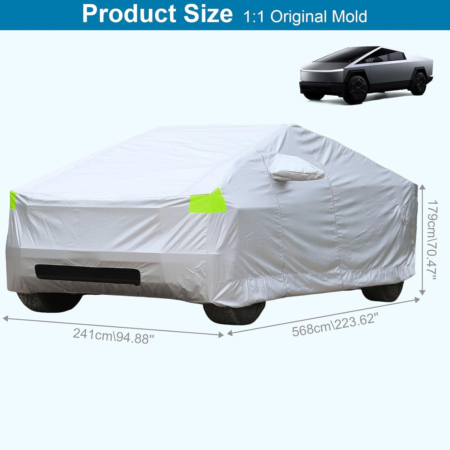 Car Cover for Tesla Cybertruck with Storage Bag and Windproof Bands, Outdoor Full Car Cover for All Weather