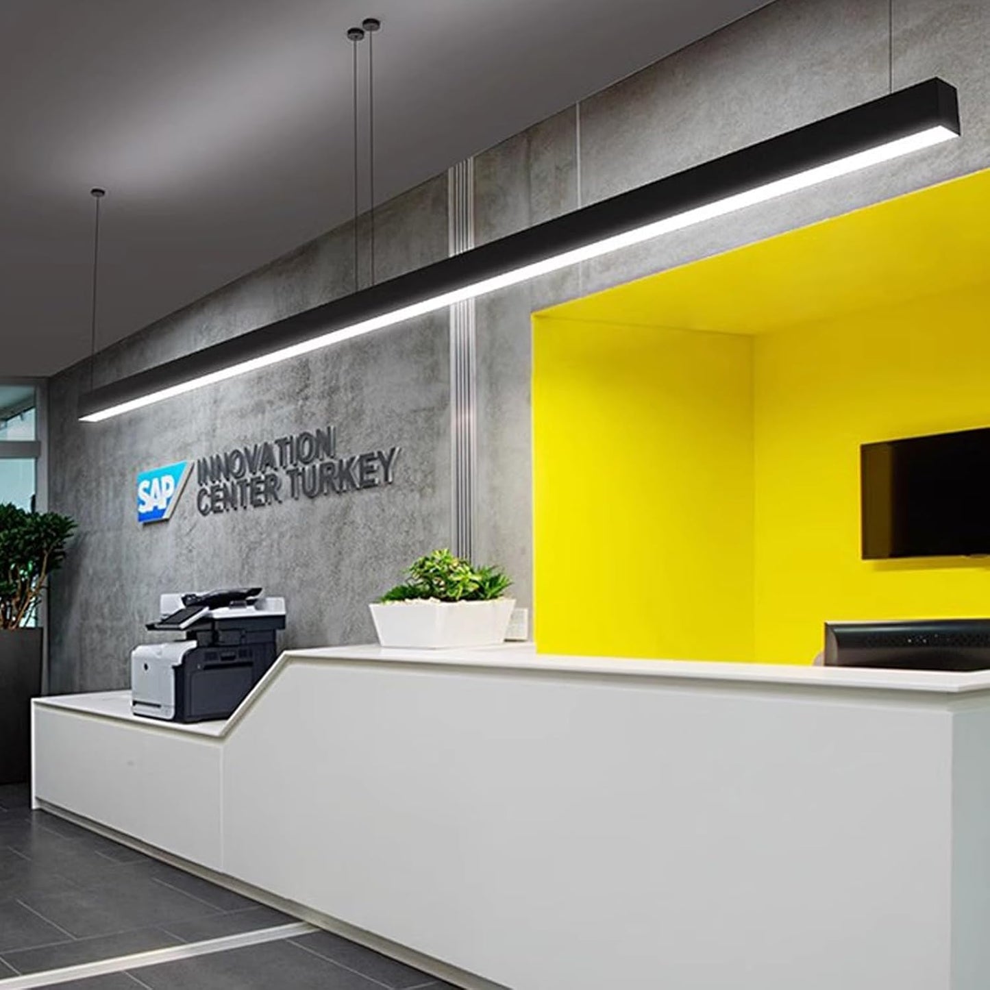 be studied 8FT Led Linear Light, 100W Linear Light Fixture Silicon Controlled Dimming 3000K to 5000K Color Changing, Ceiling Shop Light, Suspended