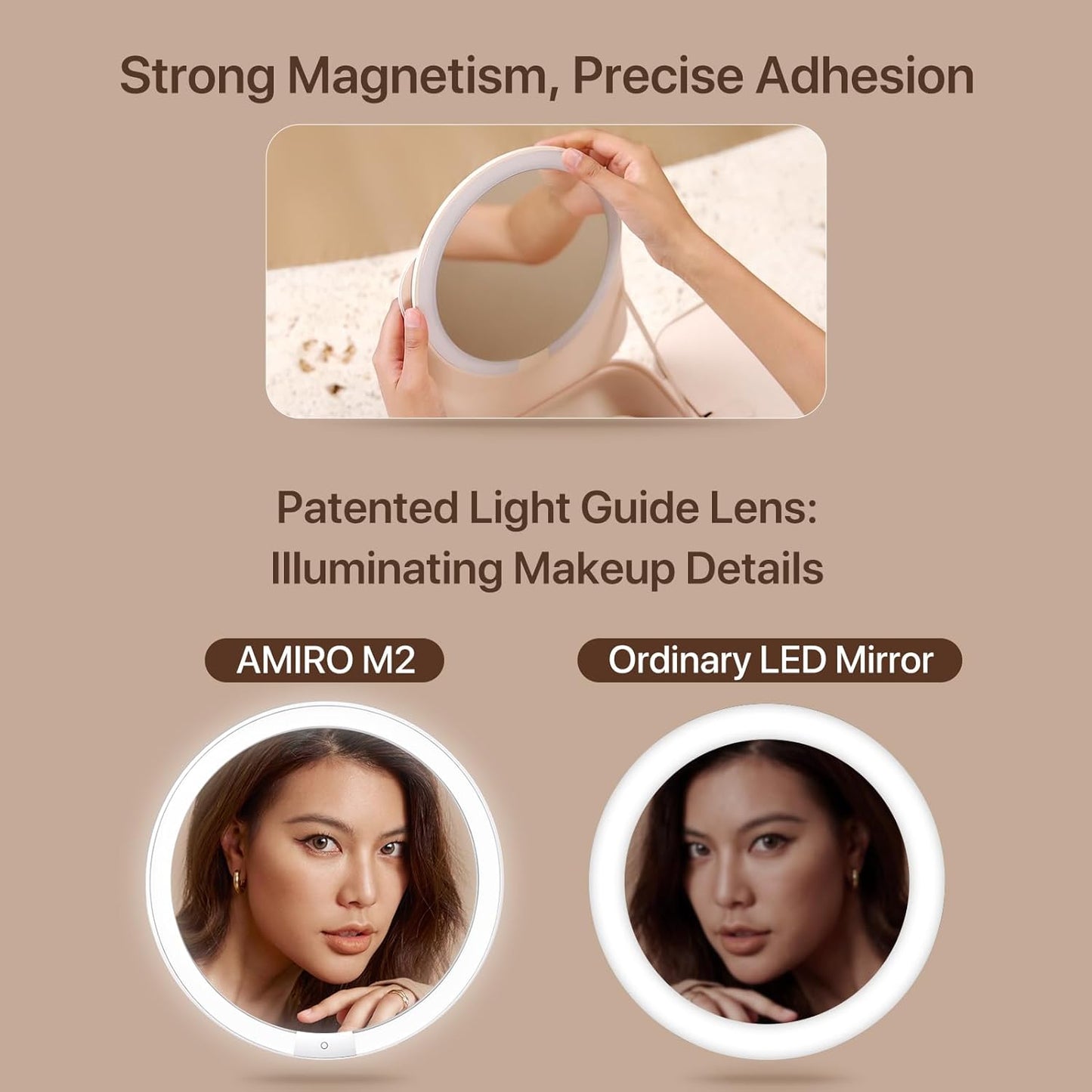 LumoCube Makeup Mirror with Bag - Portable LED Makeup Mirror with Lights, 5-Level Brightness, 3-Color Lights - Tr