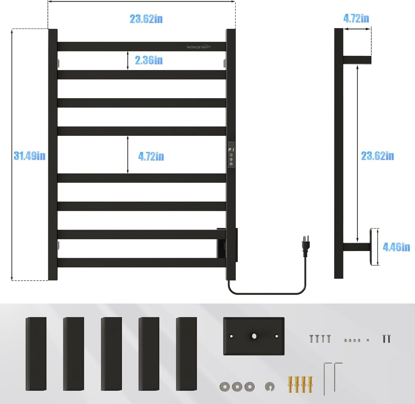 WONDERSKY Towel Warmers for Bathroom, Electric Heated Towel Rack, Wall Mounted Waterproof Towel Warmer Rack with Timed&Temperature Controlle