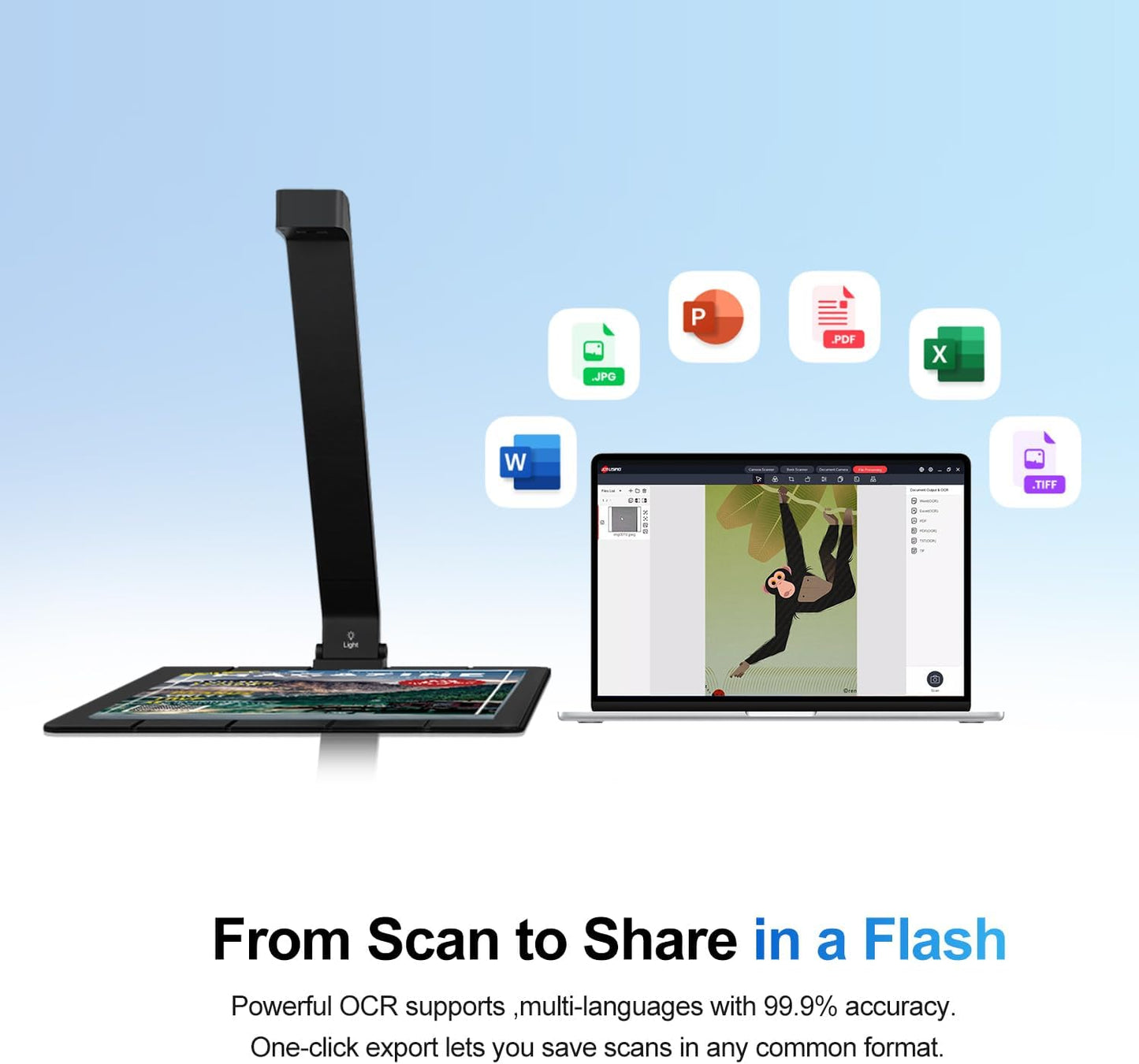JOYUSING Scanpad100 Pro 16MP Portable Document Scanner, USB Document Camera, 1s Per Scan, OCR Text Recognition, AI Enhancement, Capture Size A4, Folds to Go, Support Win & Mac (Not for Books)