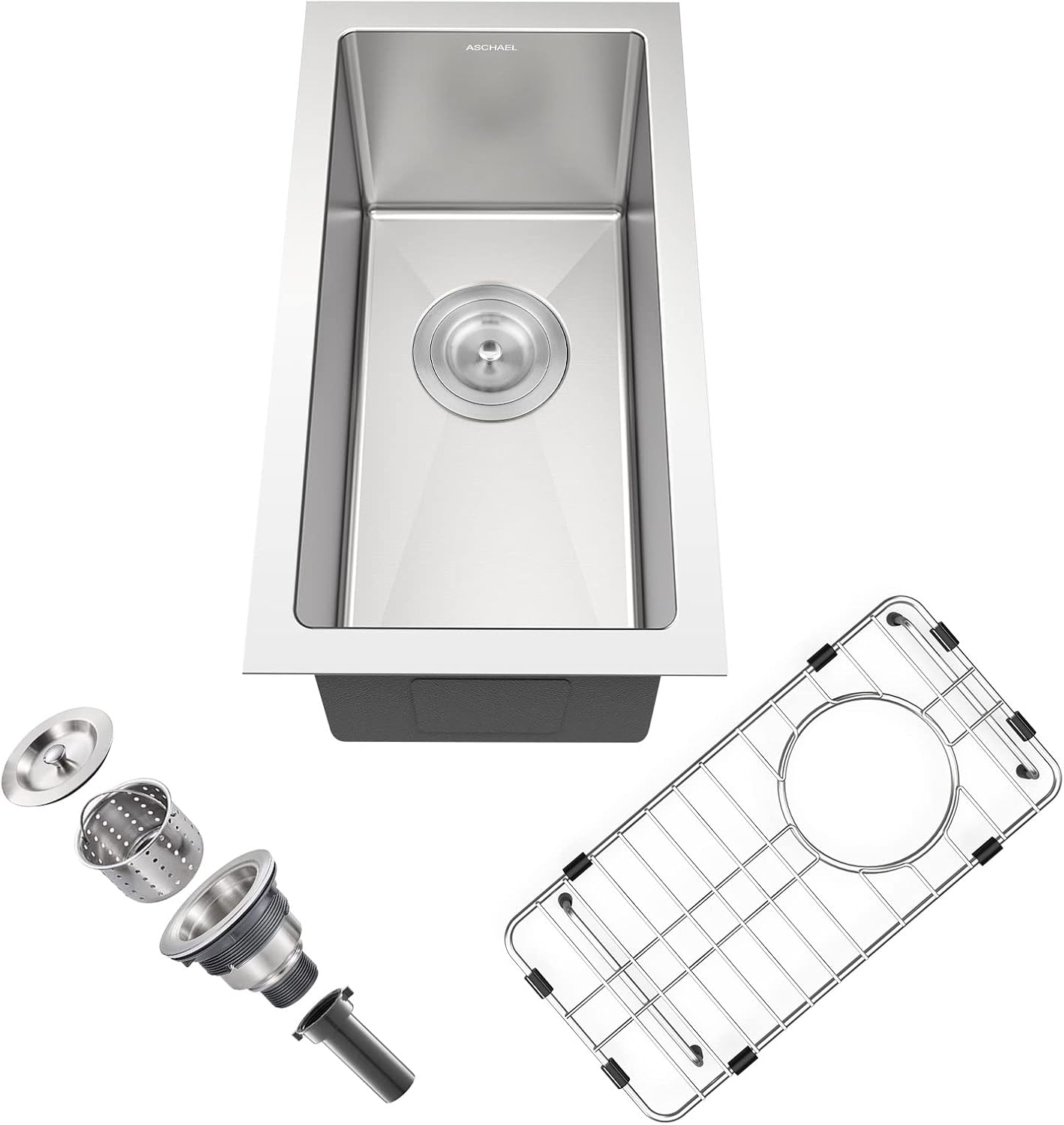 Aschael Bar Sink Undermount,10x18x9 Inch Undermount Kitchen Sink 16 Gauge Stainless Steel Sink Single Bowl Kitchen Sinks Small Bar Prep Sink Deep RV