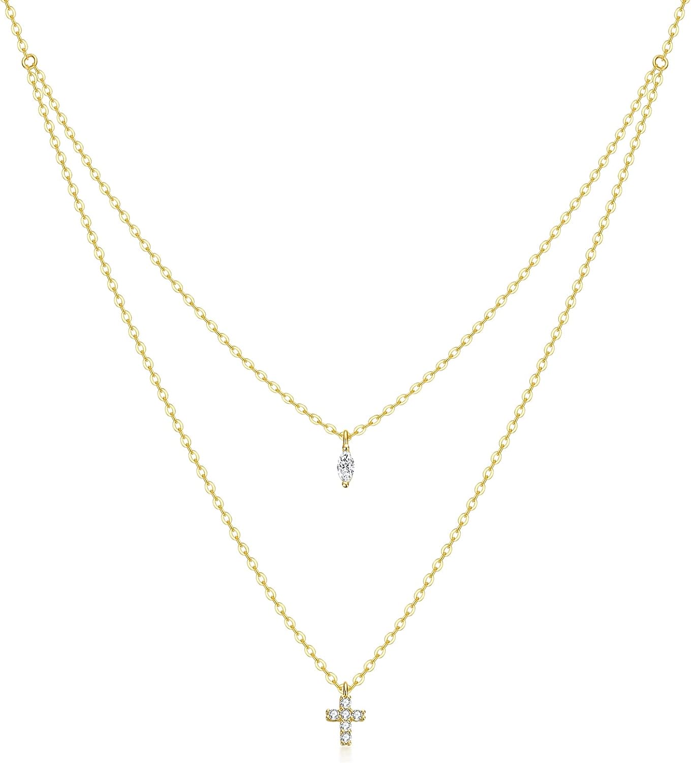 craboua Cross Dainty Layered Necklace Jewelry Gifts for Mother's Day 18K Gold Plated Tiny Cute Cross Faith Pendant Necklaces for women, Gifts for new