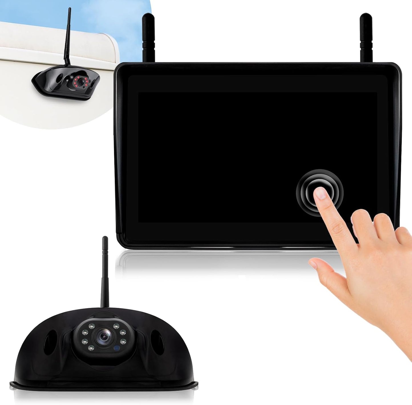 RV Backup Camera Wireless 7' 1080P DVR Rear View Camera Compatible with Furrion Pre-wired Plug, Touchscreen