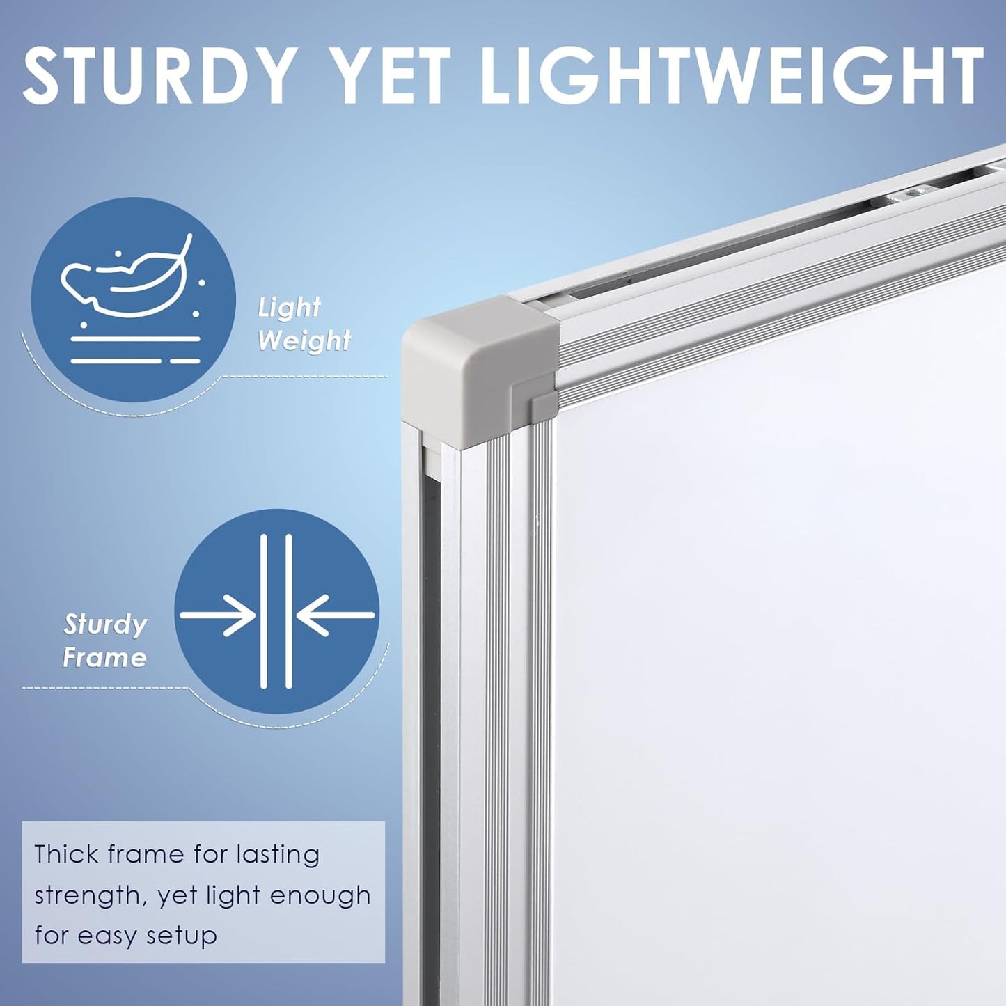 Large White Board 60' x 40', Magnetic Dry Erase Board, with Silver Frame