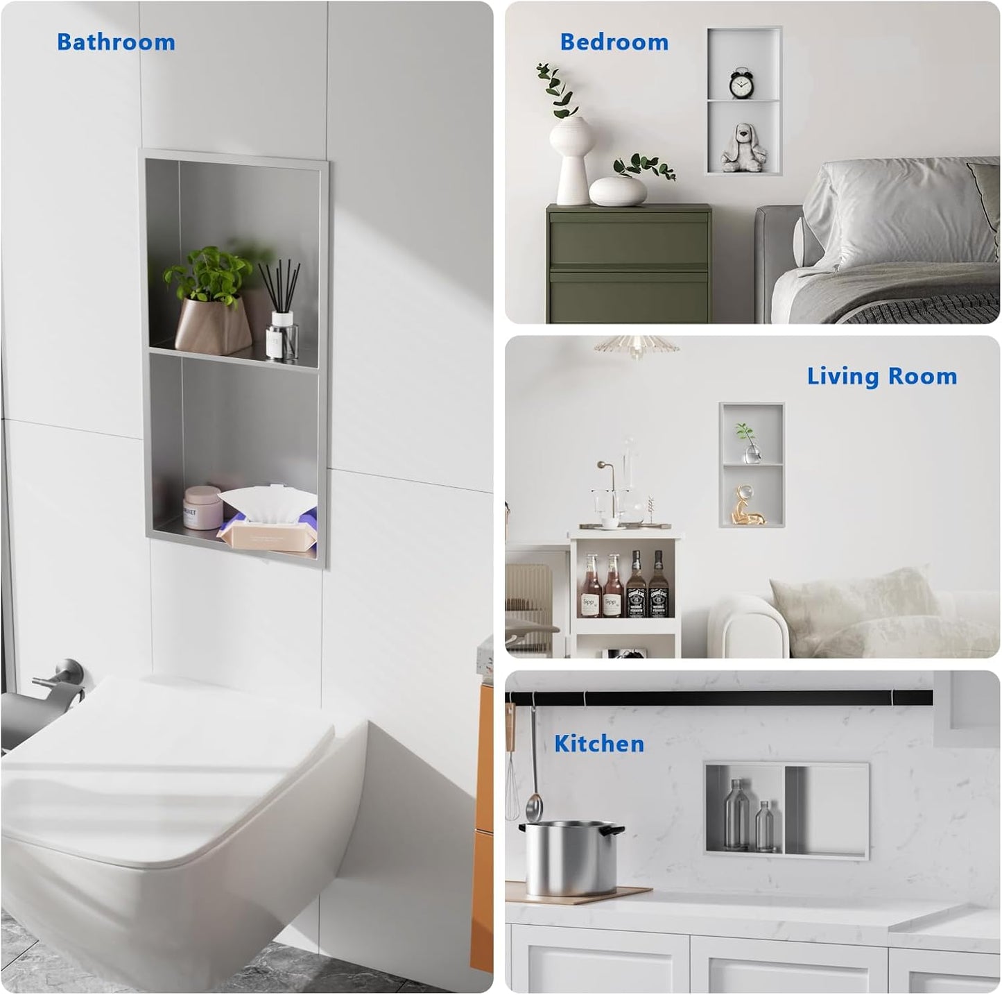 QAOYEDE Shower Niche Insert No Tile Needed, 24"*12" Stainless Steel Niche for Shower Wall, Recessed Shower Shelf for Bathroom Storage 2