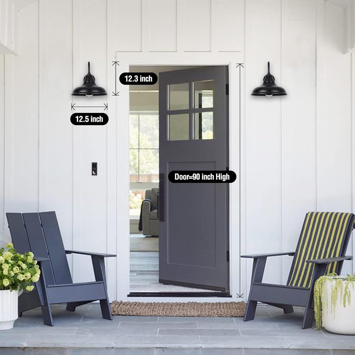 METOJIA Gooseneck Barn-Lights Outdoor Fixture - 12.5 inch Farmhouse Exterior Sconce Wall Light for House, Dusk to Dawn Sensor Front Door Porch Garage