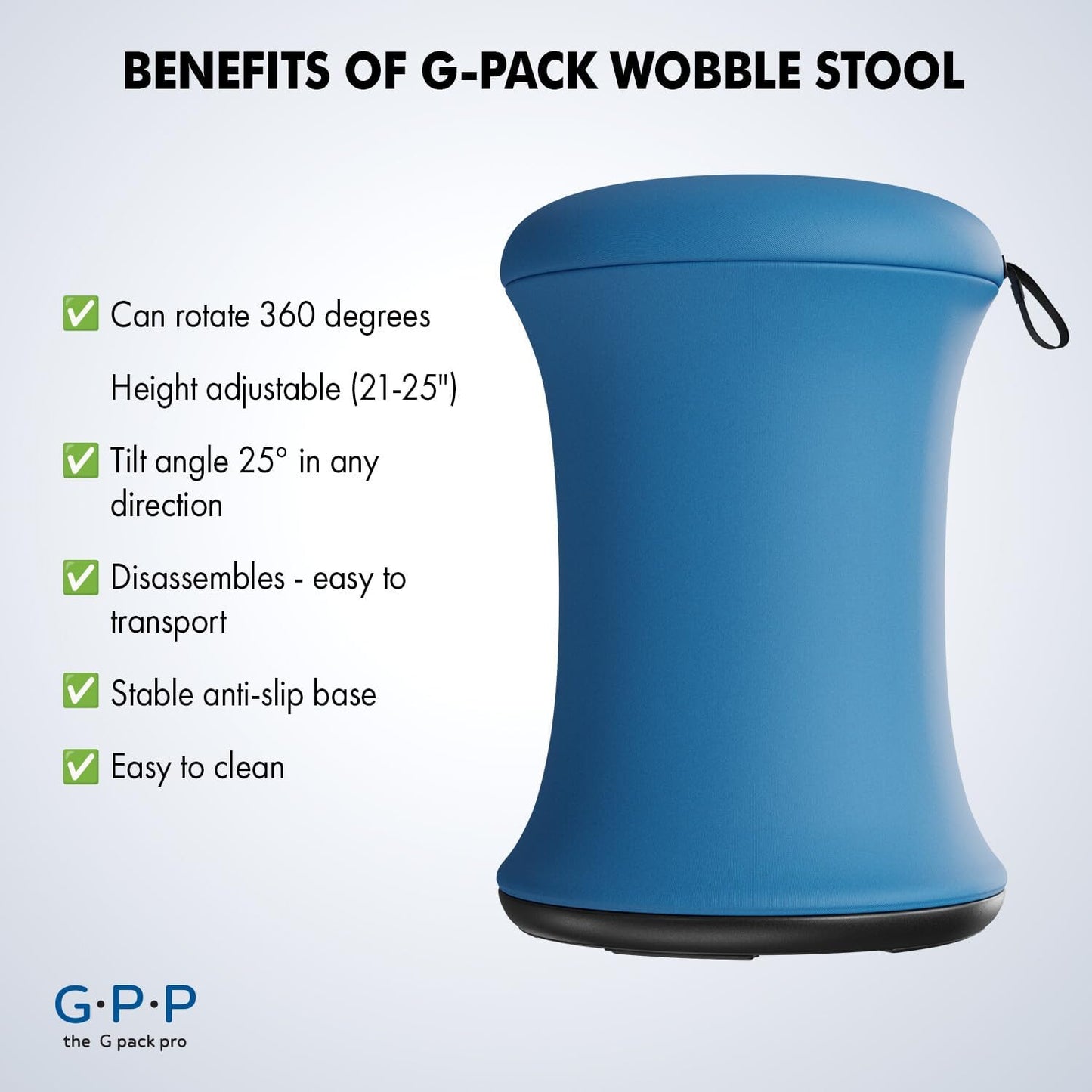Wobble Stool - Improves Focus Posture - Movable Height Adjustable Stool Active Sitting Balance - Swivel and Non-Slip Base Adults Kids - Ergonomic