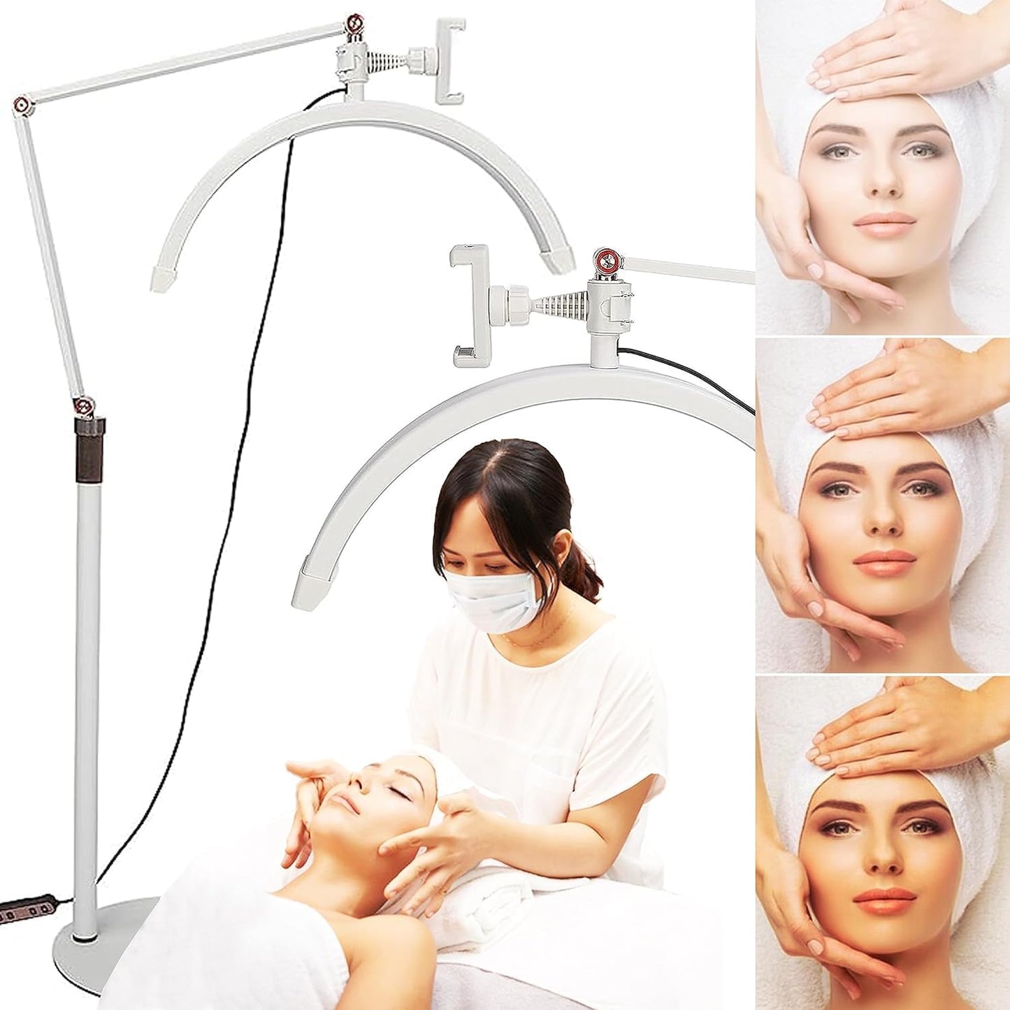 Eyelash LED Half Moon Lamp Floor Light, for Lash Extension Lighting for Beauty, Skincare, Eyebrows, Filming Content