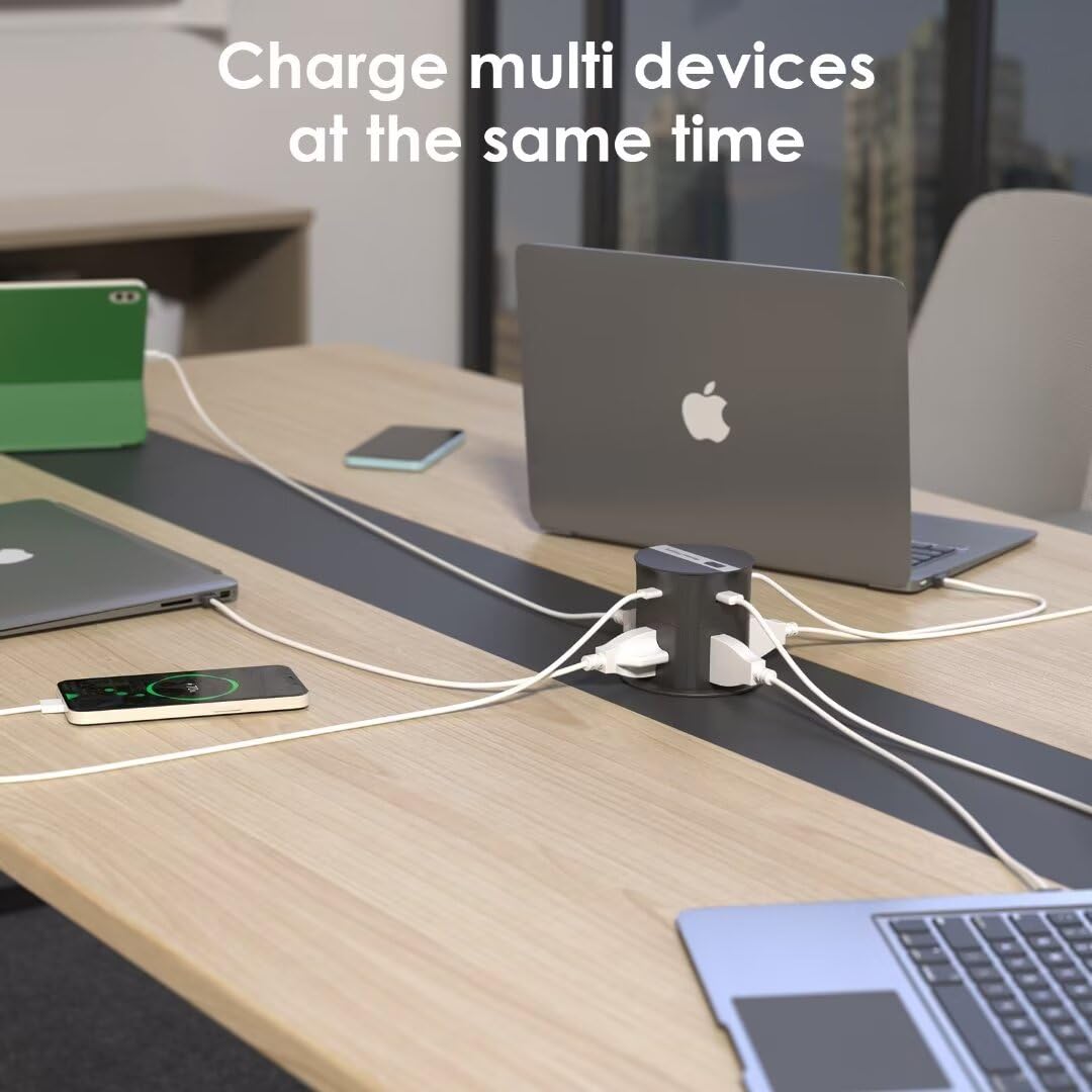 ANNQUAN 3.15" Pop Up Countertop Outlet with 15W Wireless Charger,Max 20W Power Delivery,800J Surge Protection,