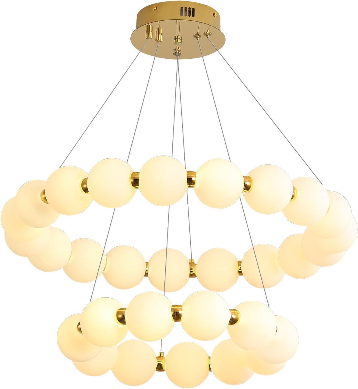 Modern Ring Chandeliers 2 Rings Bubble Chandelier Round Pendant Light Gold