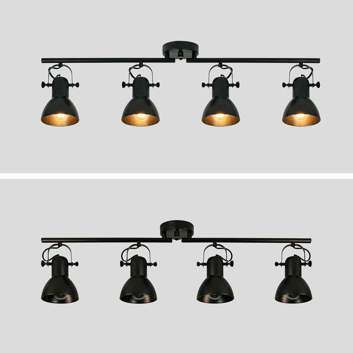 Auffel Track Lighting Fixtures Ceiling Black Kitchen Light Fixtures for Hallway Ceiling Light with 4-Lights Adjustable Track Light Vintage Wall Lamp