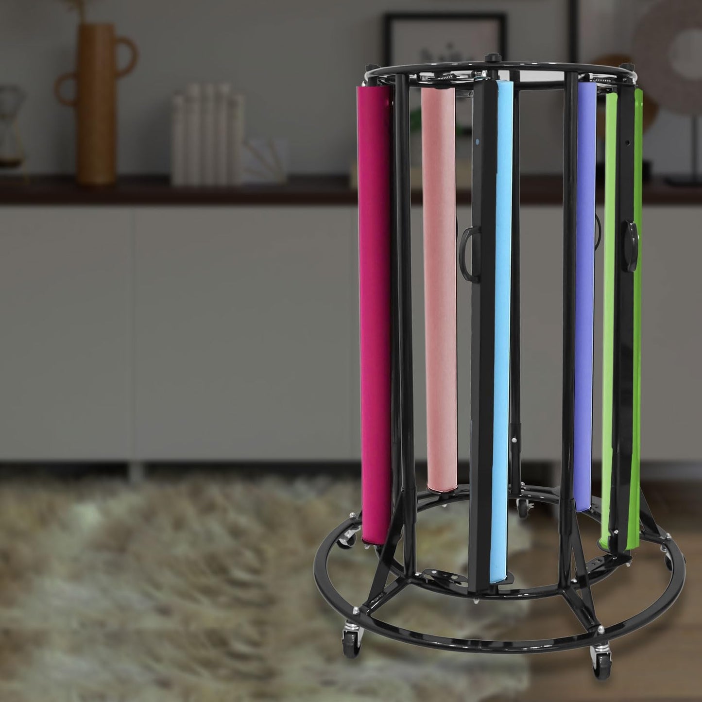 Paper Roll Holder, 5-Roll Paper Rack, Kraft Paper Roll Dispenser, Heavy Duty Metal