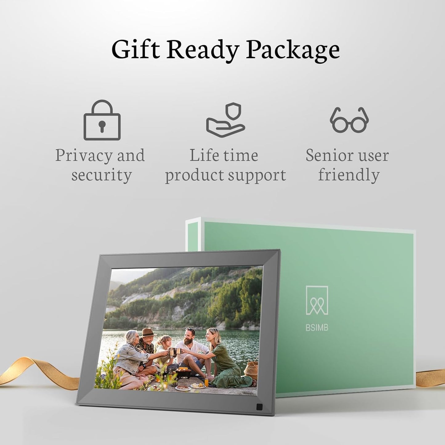 Smart 10 Inch Digital Picture Frame with IPS Touch Screen, 2K Ultra-Clear Display, Calendar, weather, sharing functions
