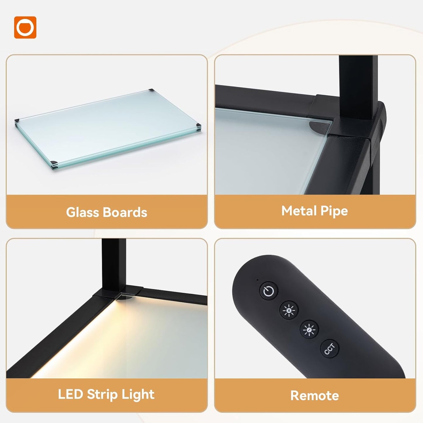 LED Display Shelf with Remote, Shelf Floor Lamps for Living Room 18.9'D x 11.81'W x 65.35'H