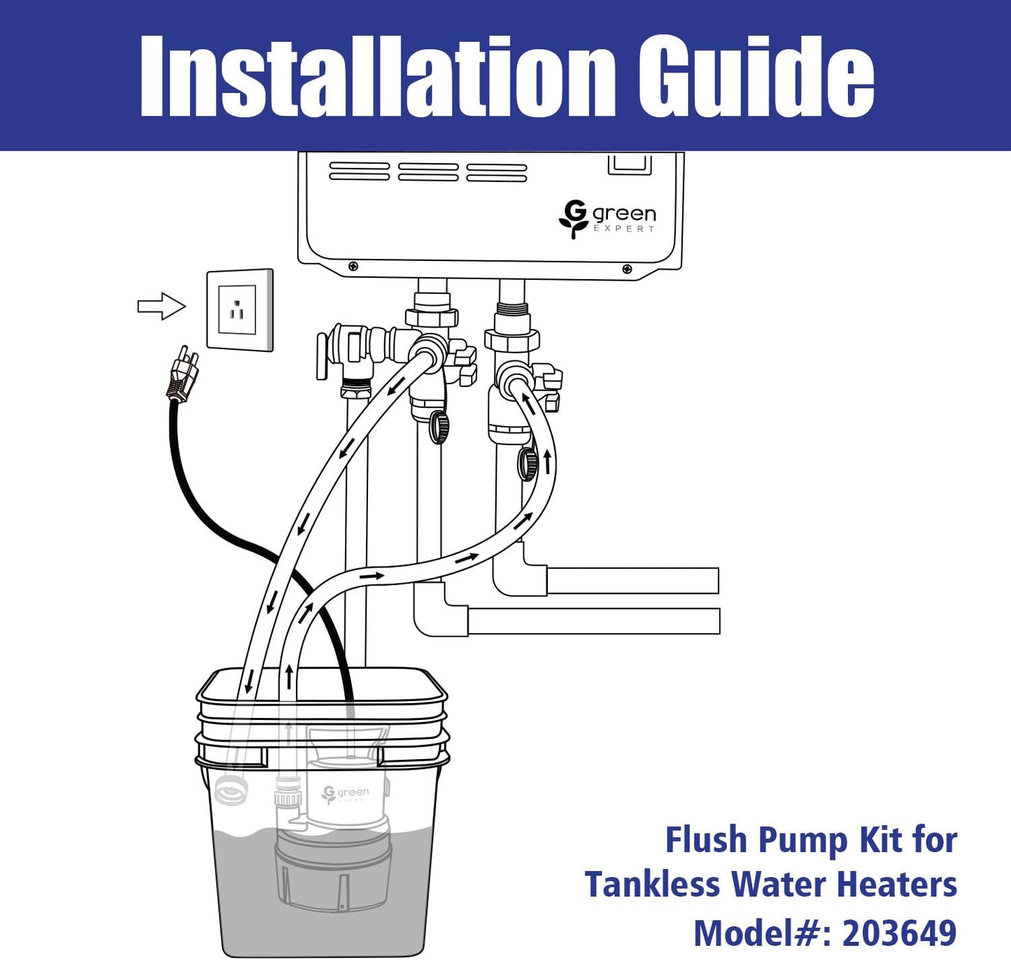 Tankless Water Heater Flushing Kit, 6-in-1 Descaling Kit with 1/3HP Utility Pump, 3-Gallon Bucket w/Lid Opener, 2×6ft 3/4" GHT Red&Blue PVC Hoses, Wrench & Adapter, for Isolation Valves