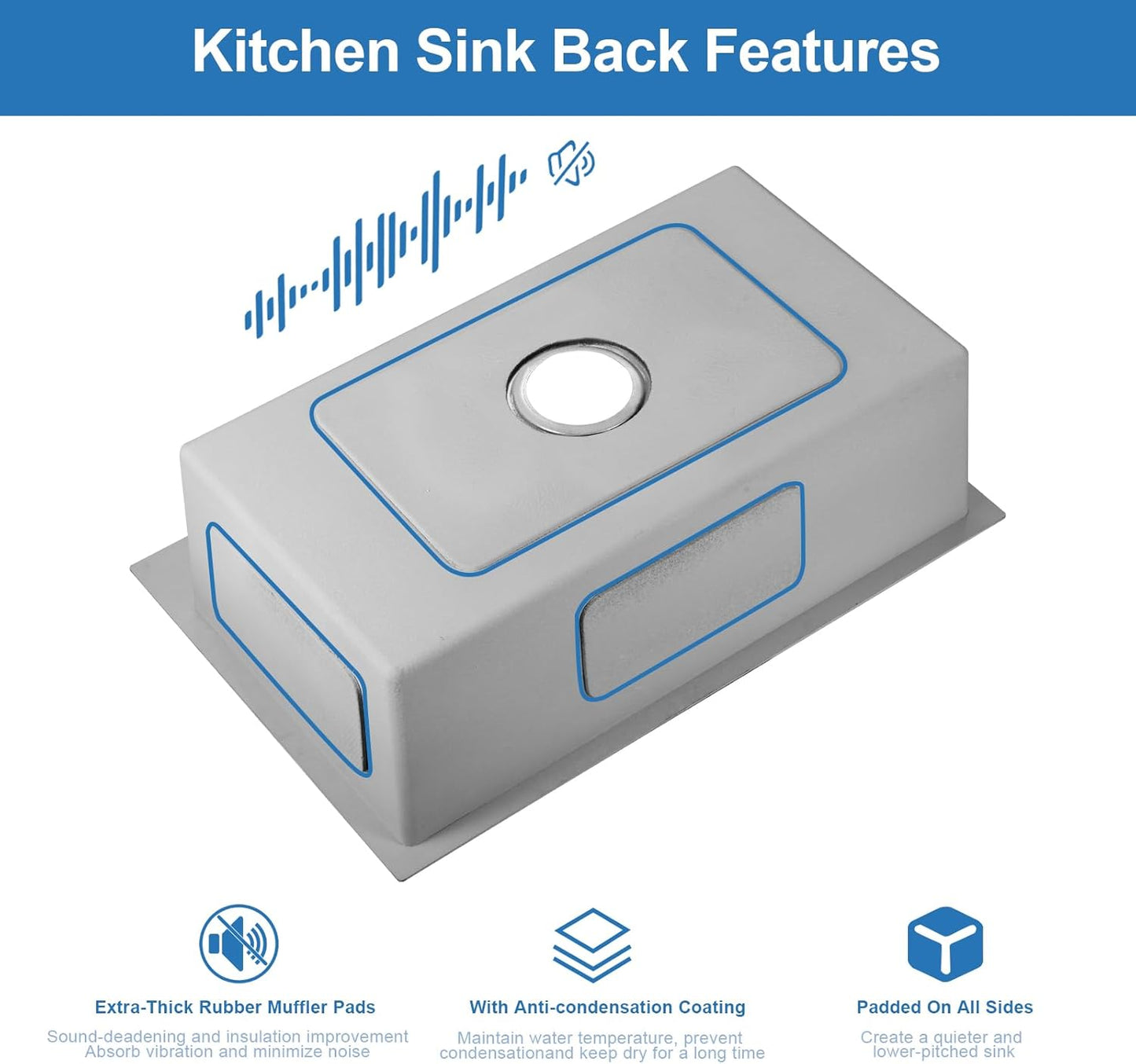 27-inch Drop-in Kitchen Sink , T304 Stainless Steel Kitchen Sink Single Bowl With 3 Holes, Soap Dips
