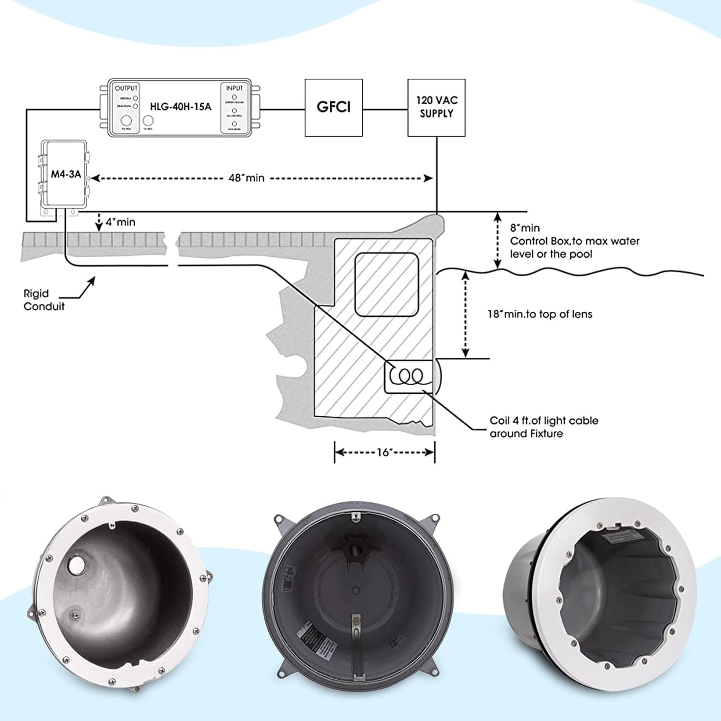LED RGBW 10 Inch 12VAC Pool Lights for Inground Pool, 100 Foot Cord, w/Remote, Salt/Freshwater Compatible