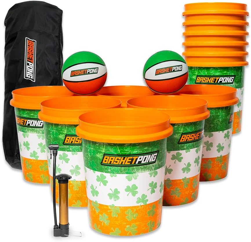 Irish Giant Yard Pong X Basket Ball Game with Durable Balls and Buckets - Outdoor Game