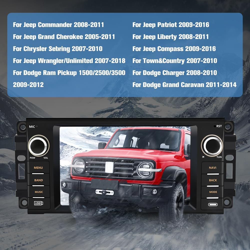Wireless CarPlay Andriod Auto for Jeep Wrangler JK Compass Patriot/Chrysler/Dodge RAM Charger