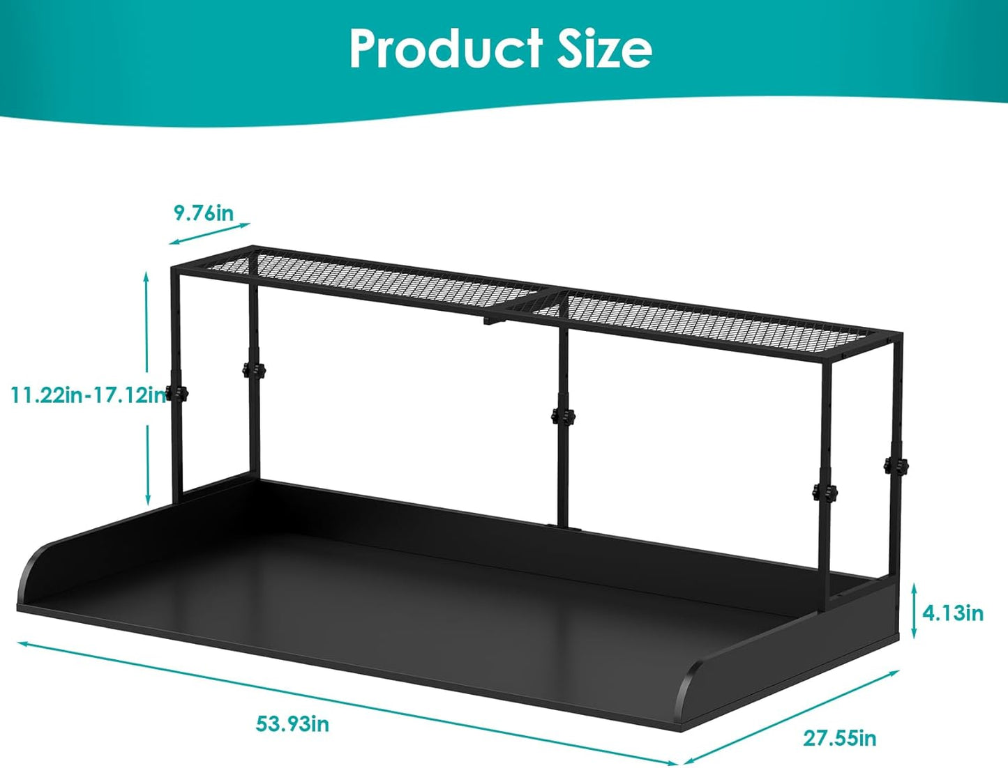 Suuiwau 2-Tier Wooden Washer Dryer Countertop with Metal Storage Shelf, 54" x 27.55" Height Adjustable Washing Machine Topper Laundry Guards