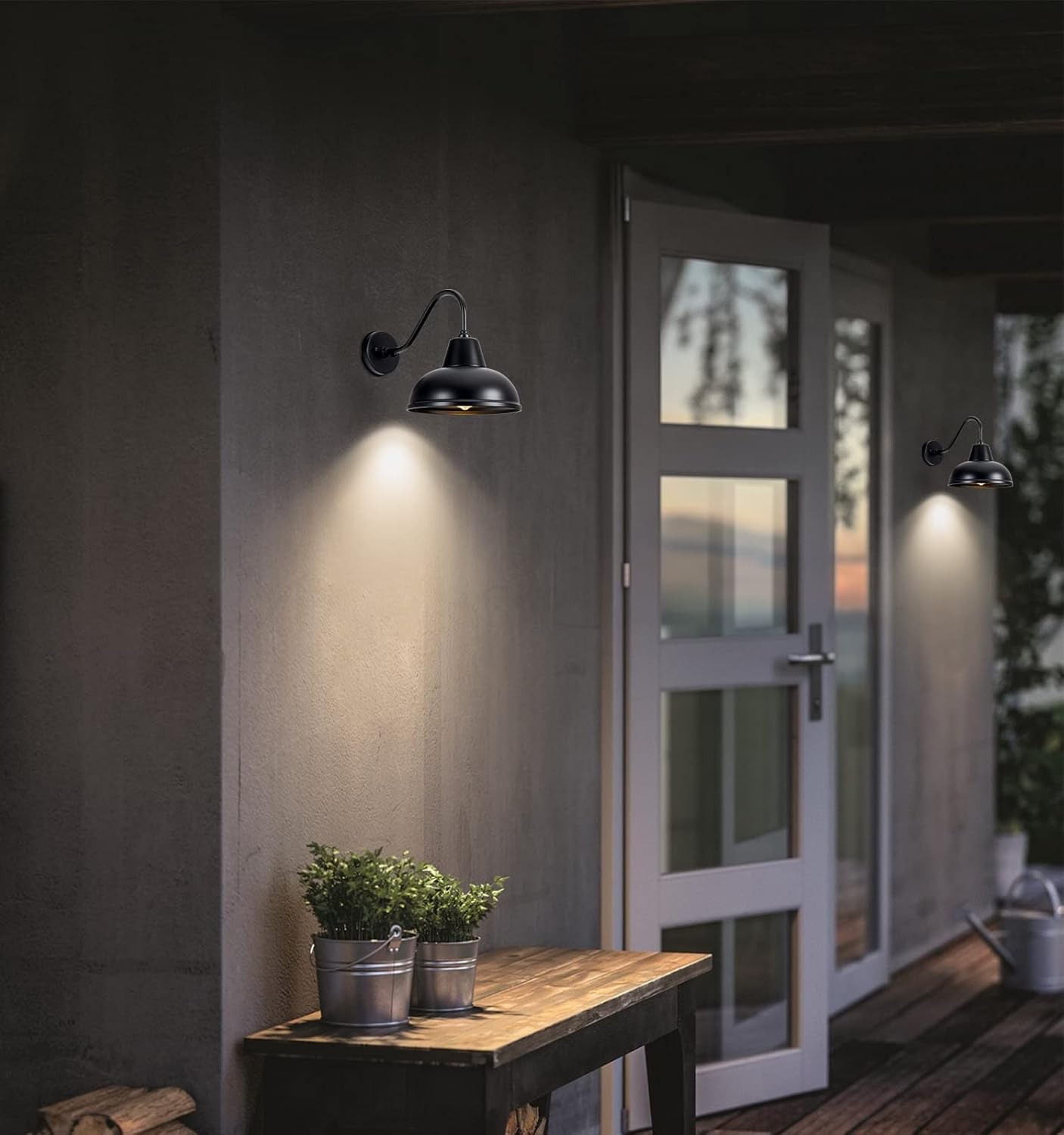 FORMAIMI Barn Light Wall Sconce- Outdoor/Indoor Gooseneck Farmhouse Wall Mount Vintage Lighting Fixture Black Exterior for Front Door,Garage, Porch,