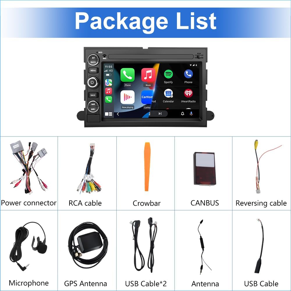 Android 13 Car Radio Compatible for Ford F150 F250 F350 Fusion Edge Explorer Taurus Freestar, Car Stereo Audio with Wireless CarPlay/Android Auto SWC GPS WiFi Bluetooth FM RDS DSP