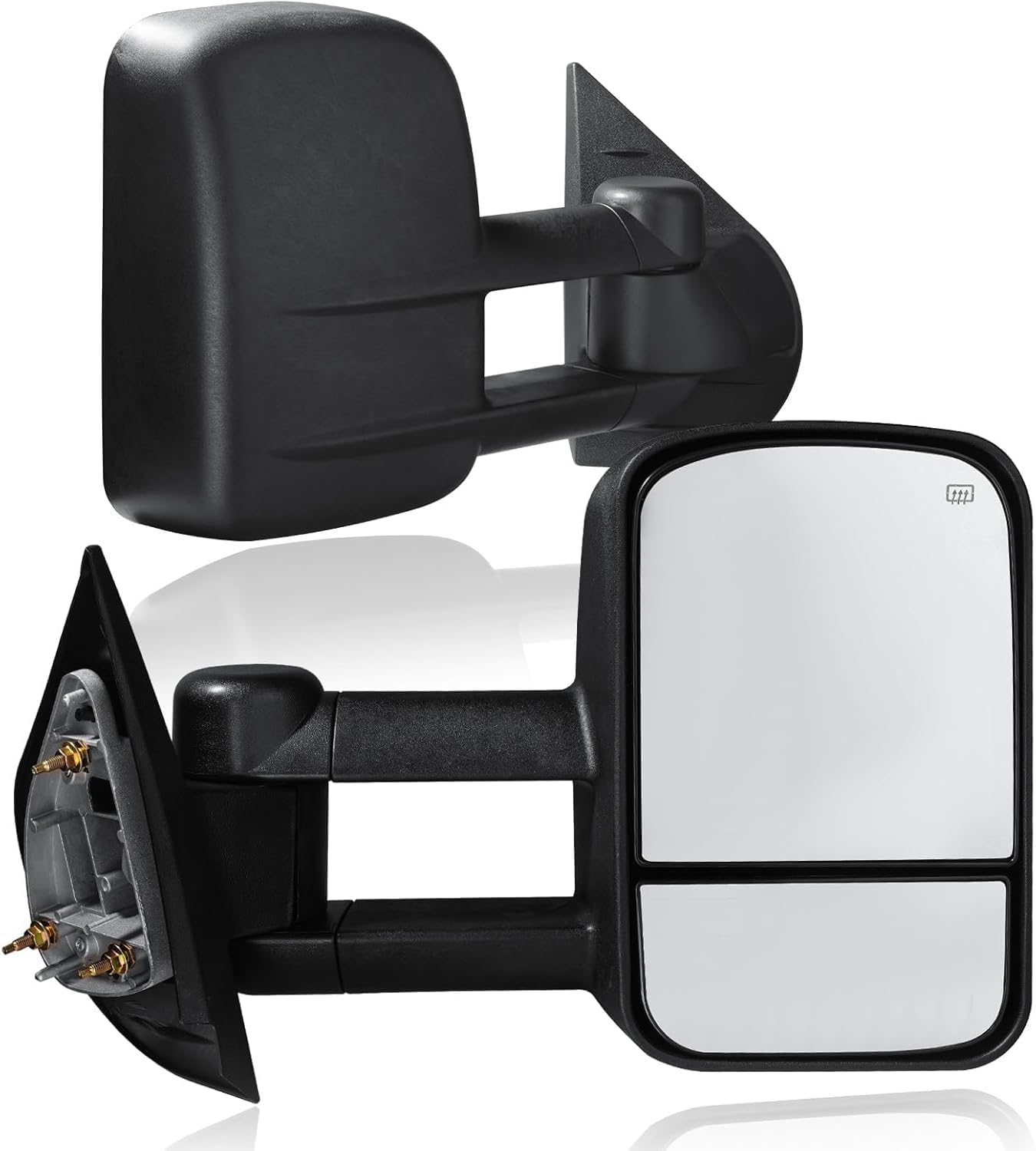 Towing Mirrors, Fit 2007 2008 2009 2010 2011 2012 2013 2014 Chevy Silverado GMC Sierra 1500 2500HD 3500HD(2007 New Body Style ONLY) Power Adjusted Glass Heated Tow Mirror Side Mirror Black
