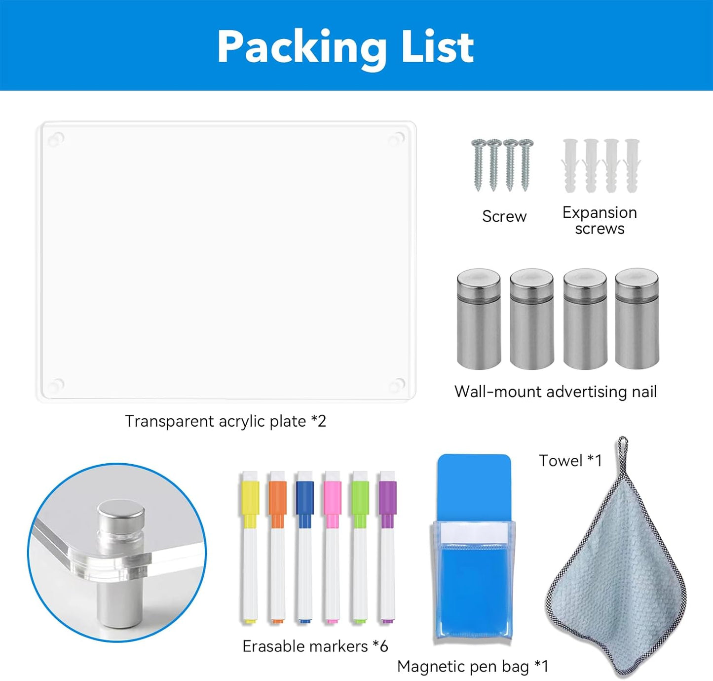 Acrylic Dry Erase Board for Wall 2 Pack