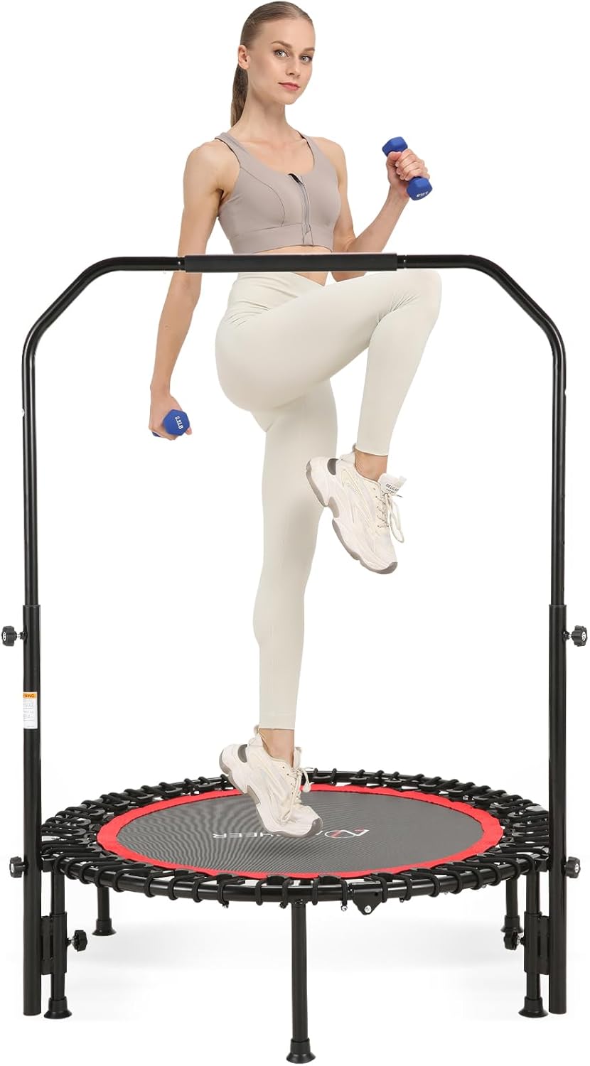 Trampoline Indoor, ANCHEER 450 lbs. Max Load Springless Mini Trampoline for Adults with 4 Level Adjustable Handle Bar 40