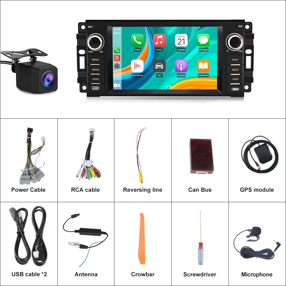 Wireless CarPlay Andriod Auto for Jeep Wrangler JK Compass Patriot/Chrysler/Dodge RAM Charger