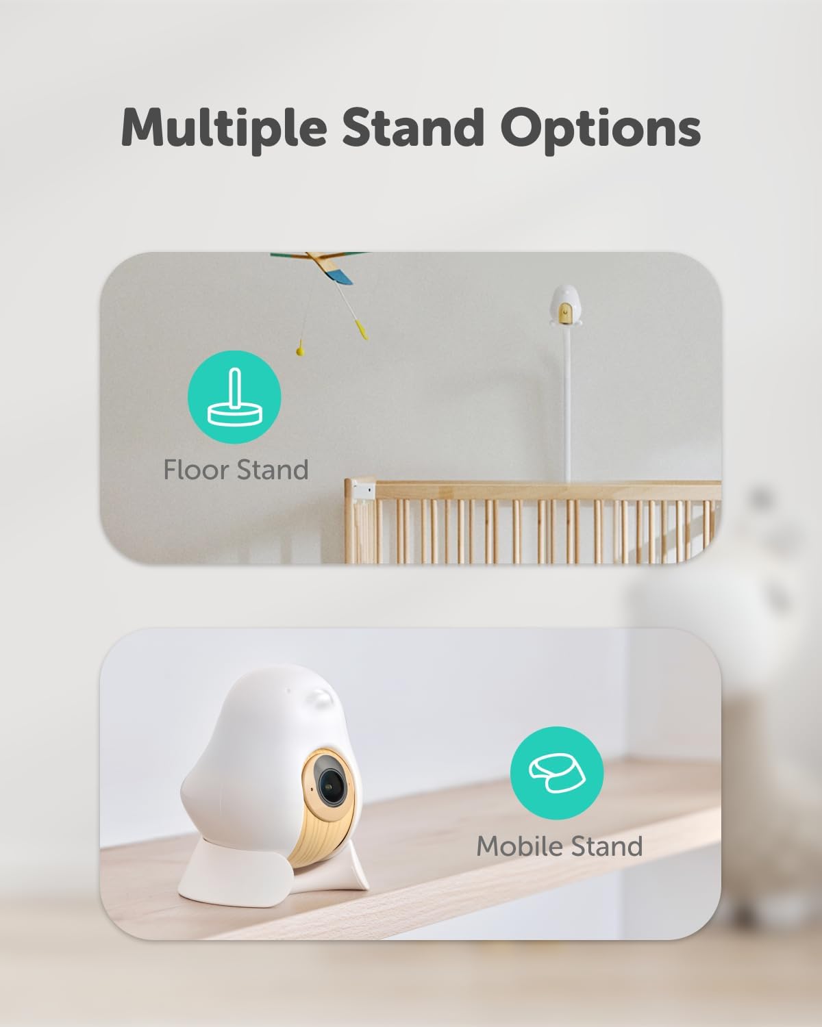 Smart Baby Monitor 3 with Floor Stand, 2.5K QHD Night Vision WiFi Camera, 2-Way Audio, Temperature