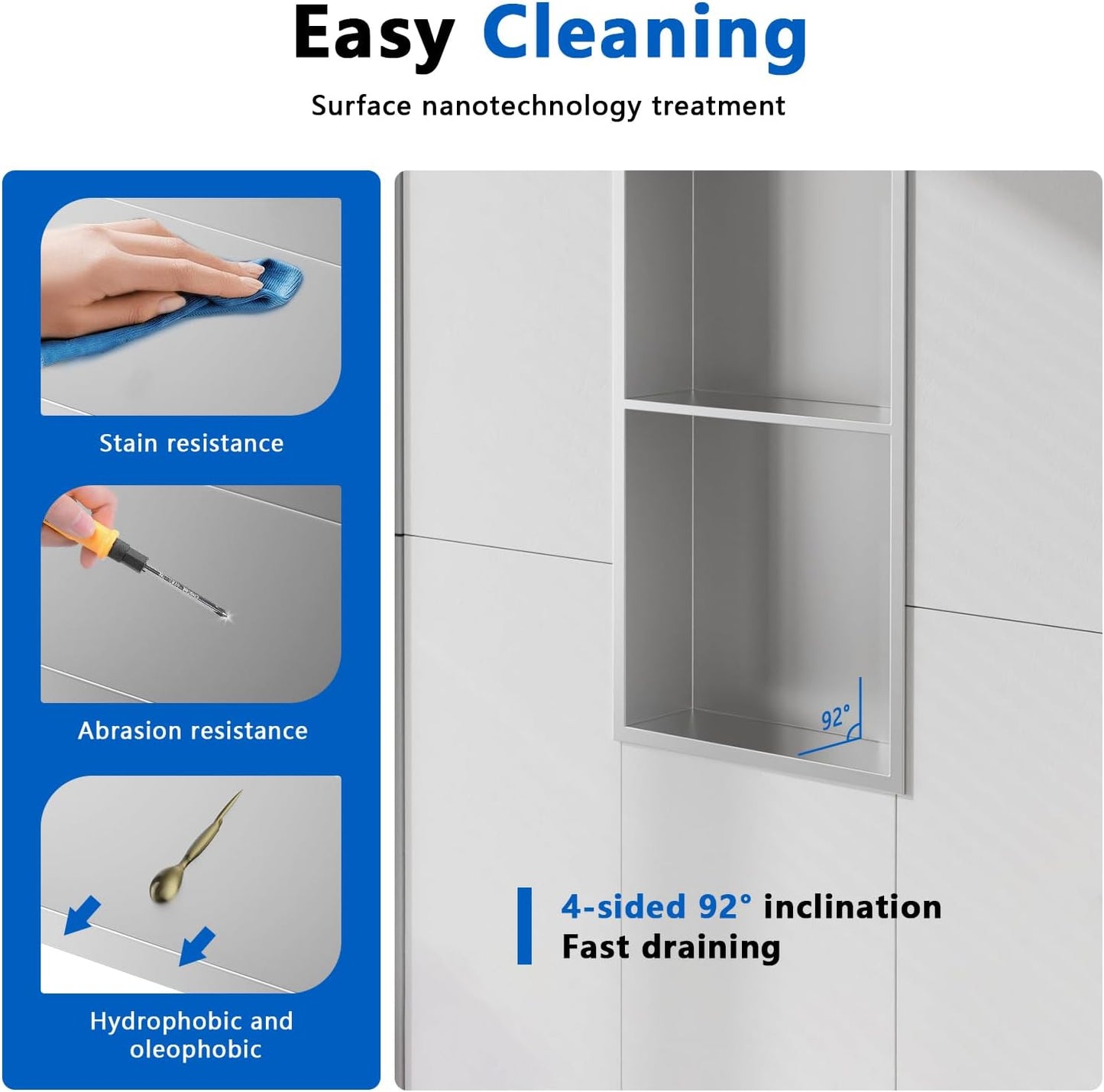 QAOYEDE Shower Niche Insert No Tile Needed, 24"*12" Stainless Steel Niche for Shower Wall, Recessed Shower Shelf for Bathroom Storage 2