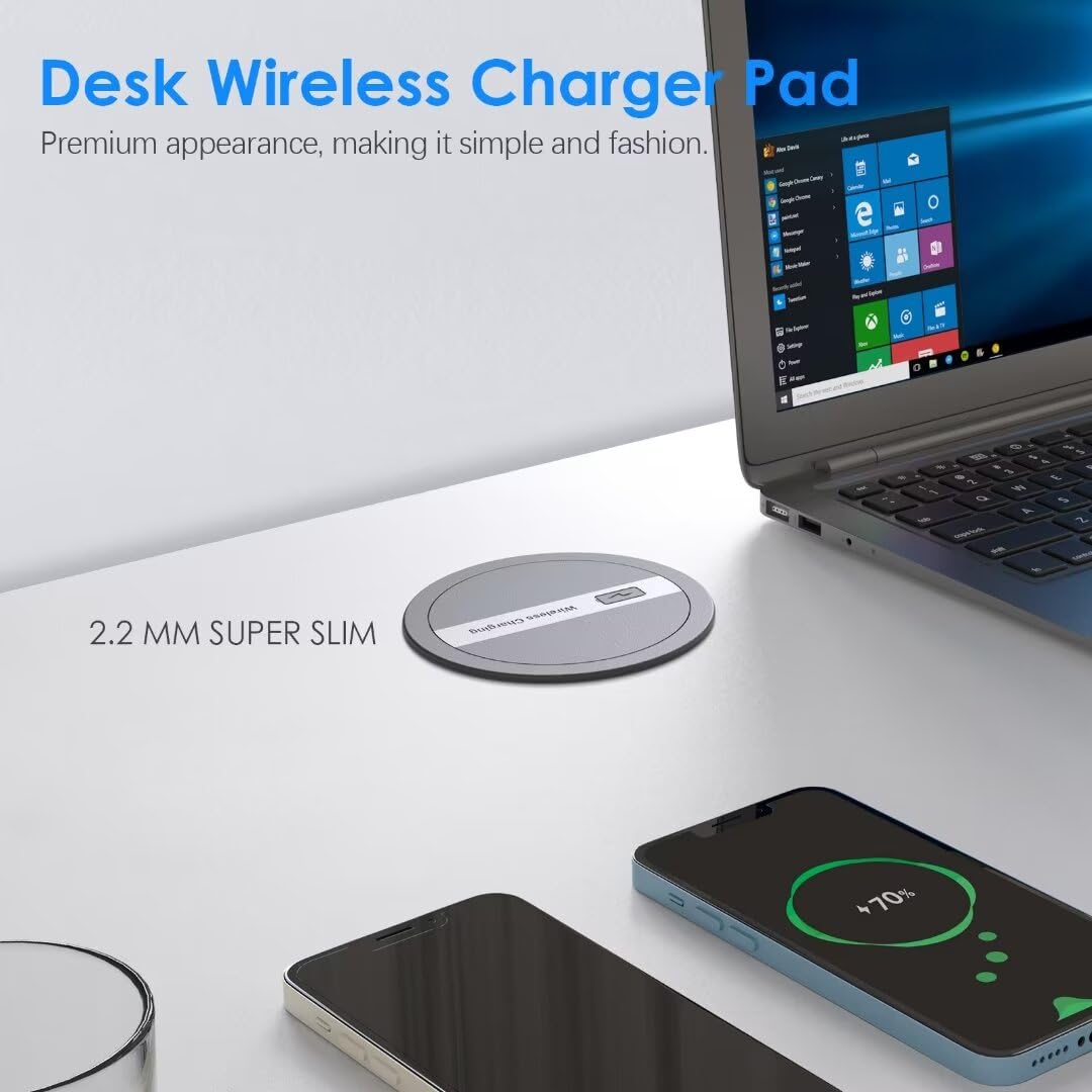 ANNQUAN 3.15" Pop Up Countertop Outlet with 15W Wireless Charger,Max 20W Power Delivery,800J Surge Protection,