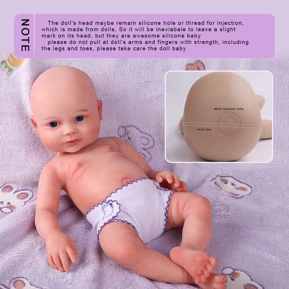 SERENDOLL 17 inch Realistic Full Silicone Baby Doll,Lifelike Reborn Baby Dolls, Toy, and Collectible.Bald Girl 033