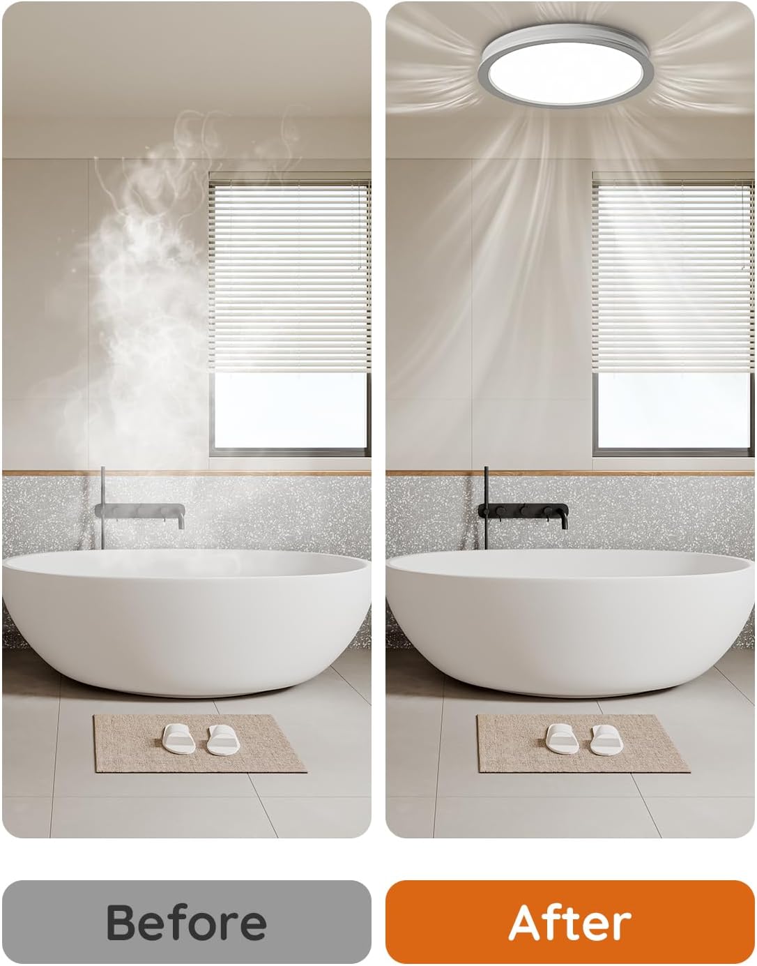 Bathroom Exhaust Fan with Light, Ceiling Mount, 130 CFM 1.5Sones, 43W Fan 1200LM LED Light