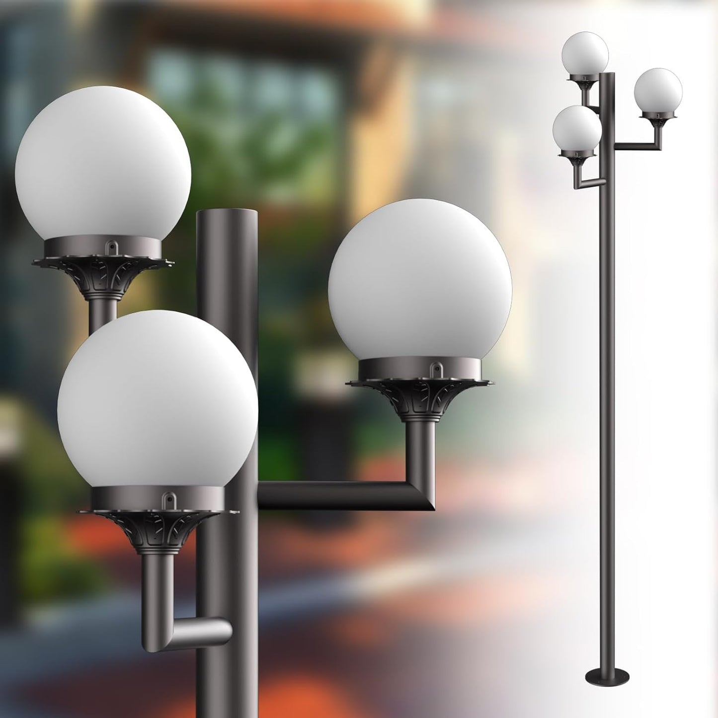 ACOHOOK 79'' Outdoor Lamp Post Light, Triple Head Street Light Pole Lamp for Outside with G9 Bulbs, Waterproof Outdoor Post Light Fixtures
