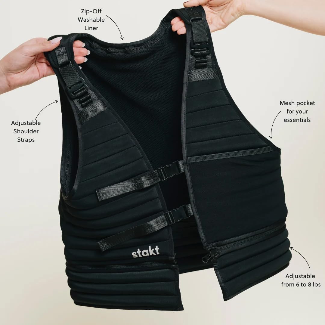 STAKT Adjustable Weighted Vest for Women, 6-8 lb, Washable Liner