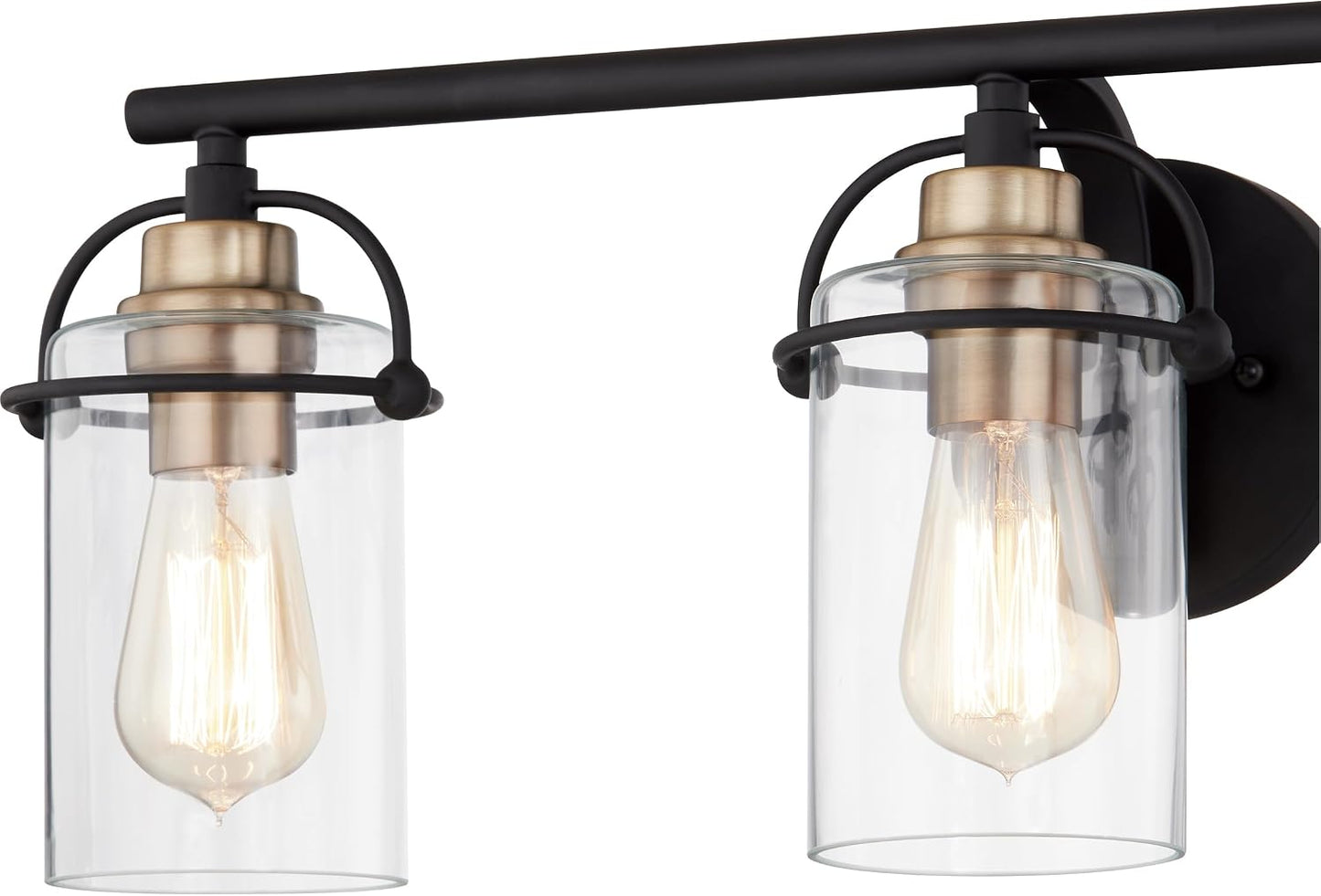 Quoizel Emerson 24" 3-Light Matte Black Vanity Light, Bathroom Lighting Fixture with Clear Glass Shades, Transitional Wall Mount for Over Mirror Matte Black 3-Light