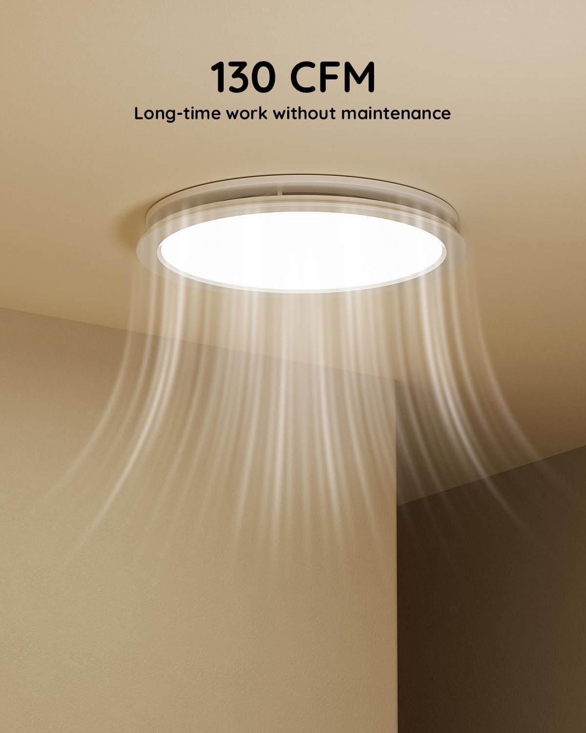 Bathroom Exhaust Fan with Light, Ceiling Mount, 130 CFM 1.5Sones, 43W Fan 1200LM LED Light